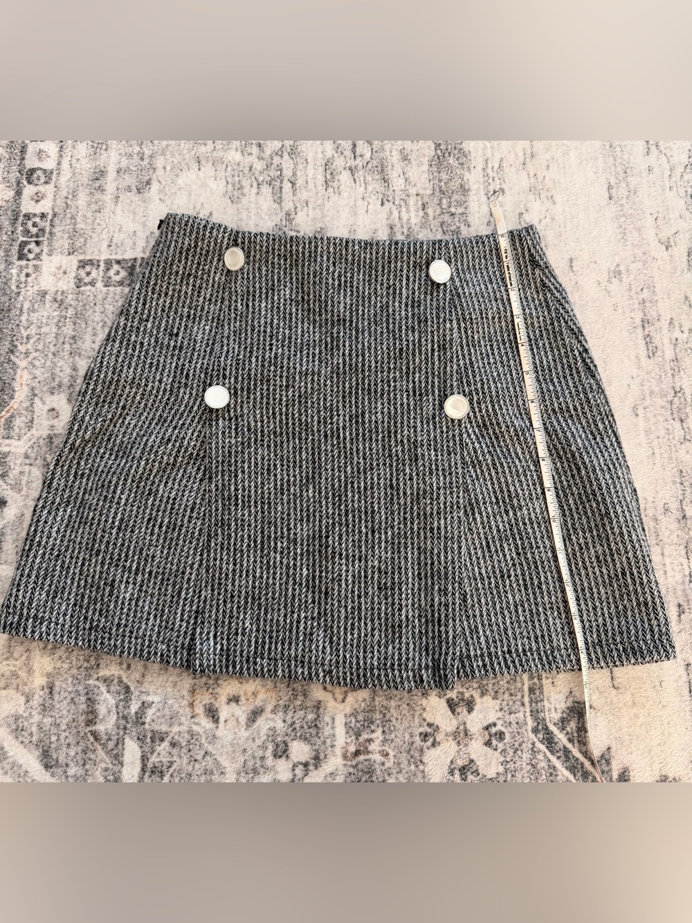 SHEIN Black and White Tweed Double-Button Mini Skirt Size US 4/S